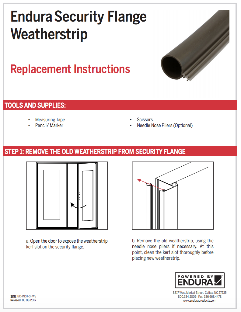 How do I install the Endura Security Flange Weatherstrip?